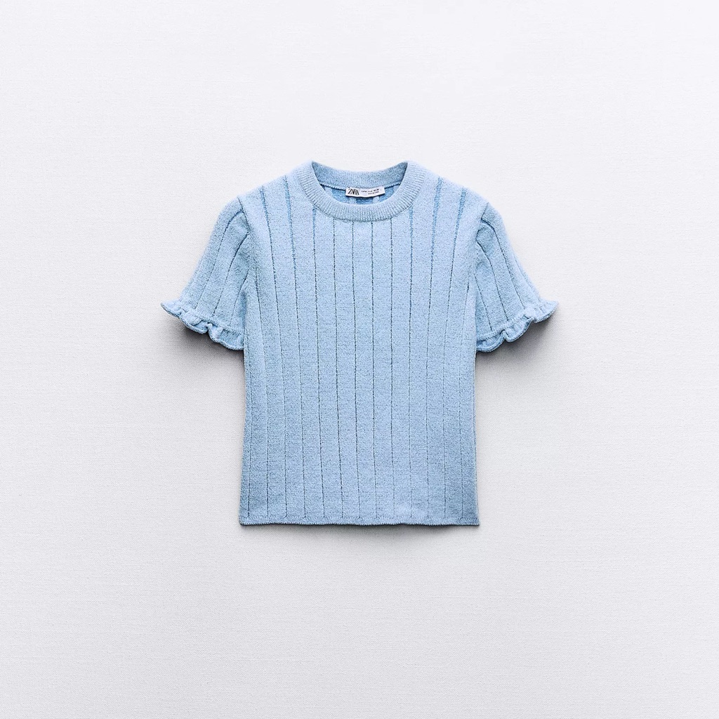 Zara Chenille Knit Top Sz S Light Blue Super Comfy